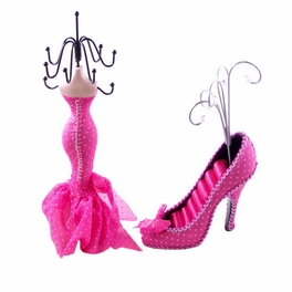 Blancho Bedding [Yvette] Jewelry Display Holder Stand Combo Dark Pink