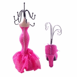 Blancho Bedding [Yvette] Jewelry Display Holder Stand Combo Dark Pink