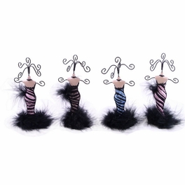 Blancho Bedding Zebra - Set Of 4 Dress Up Doll Necklace Display - Mini Jewelry Holder Jewelry Stand Combos (H) 7" X (W) 3"