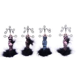 blancho bedding Zebra - Set of 4 Dress Up Doll Necklace Display - Mini Jewelry Holder Jewelry Stand Combos (H) 7" x (W) 3"
