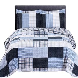 blancho bedding Zoe Oversized Bed Quilts Printed Reversible Blue Twin Size 2PC