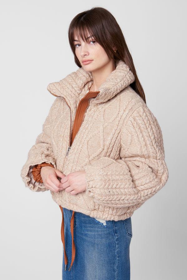 Blank Nyc Short List Sweater Jacket Beige
