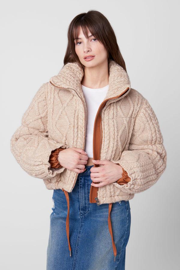 blank nyc Short List Sweater Jacket Beige