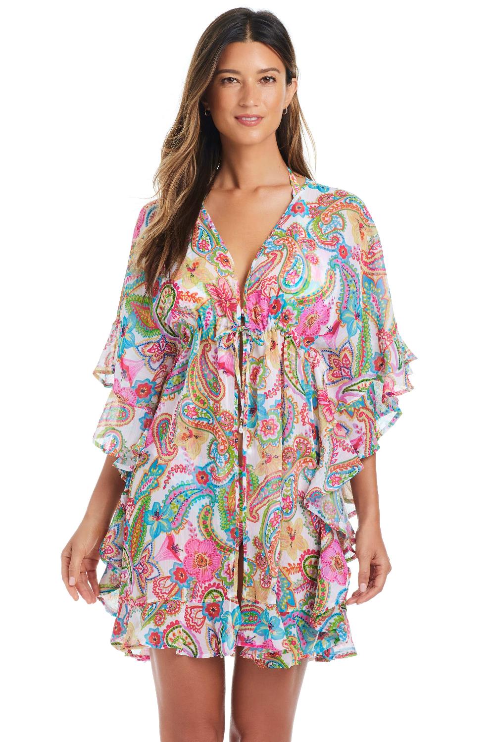 bleu rod beattie All Set For Summer Chiffon Ruffle Caftan Cover Up