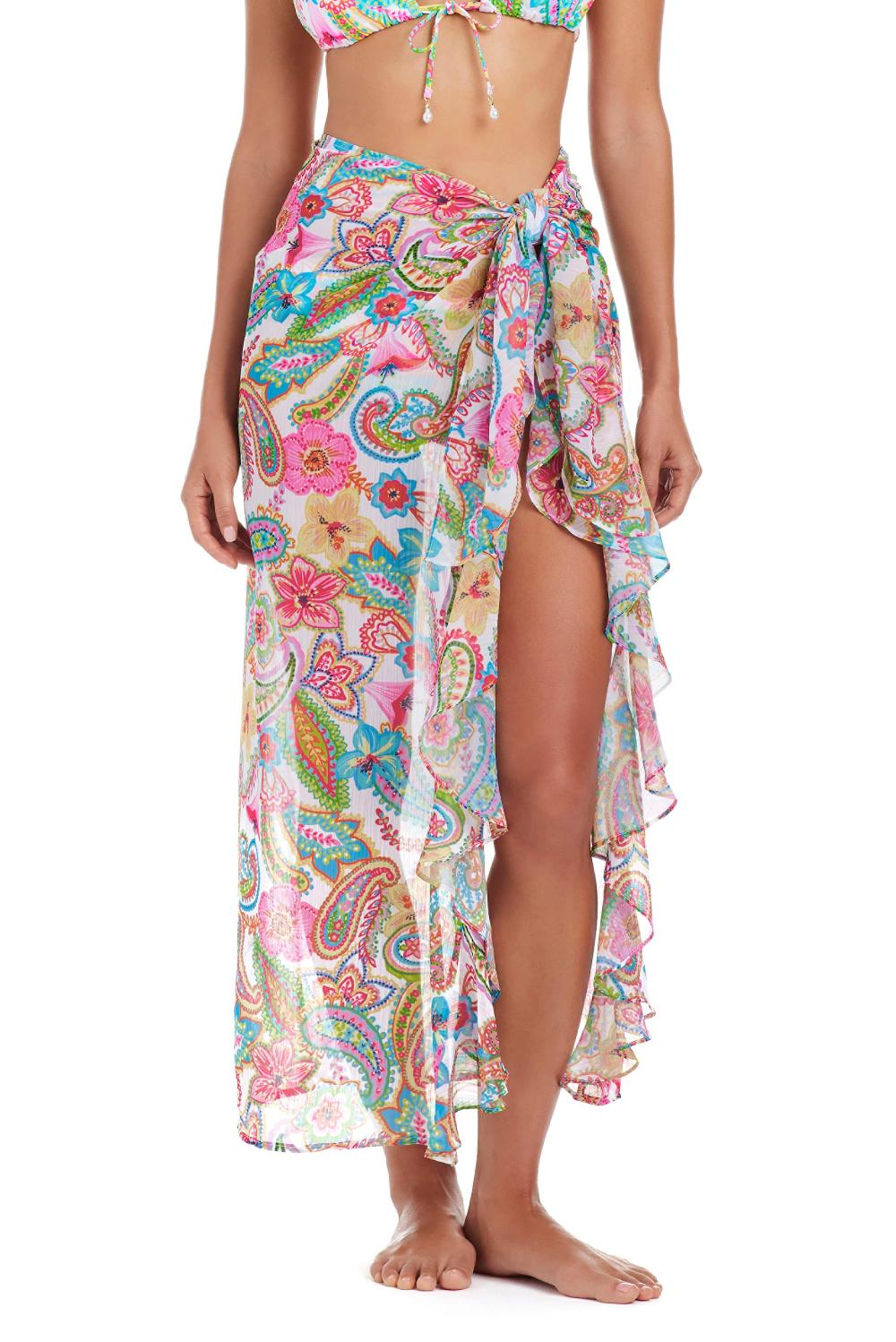 bleu rod beattie All Set For Summer Long Ruffle Sarong Coverup