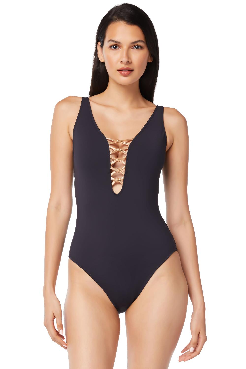 bleu rod beattie Best Seller Let's Get Knotty Lace Down One-Piece Swimsuit