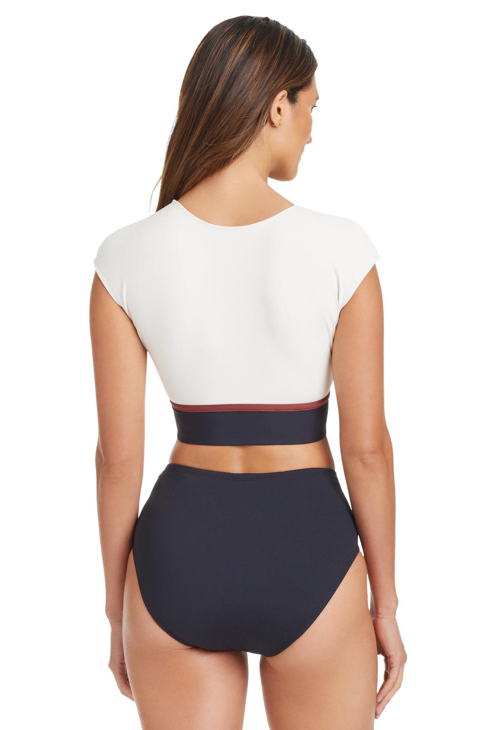 Bleu Rod Beattie Button Down Cap Sleeve Crop Top