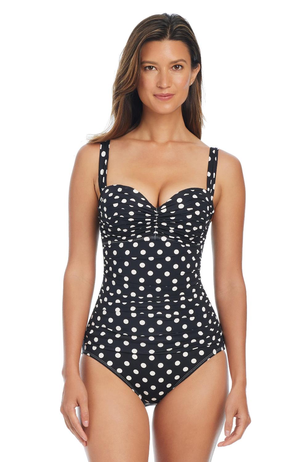 bleu rod beattie Double Trouble Shirred Bandeau One Piece Swimsuit