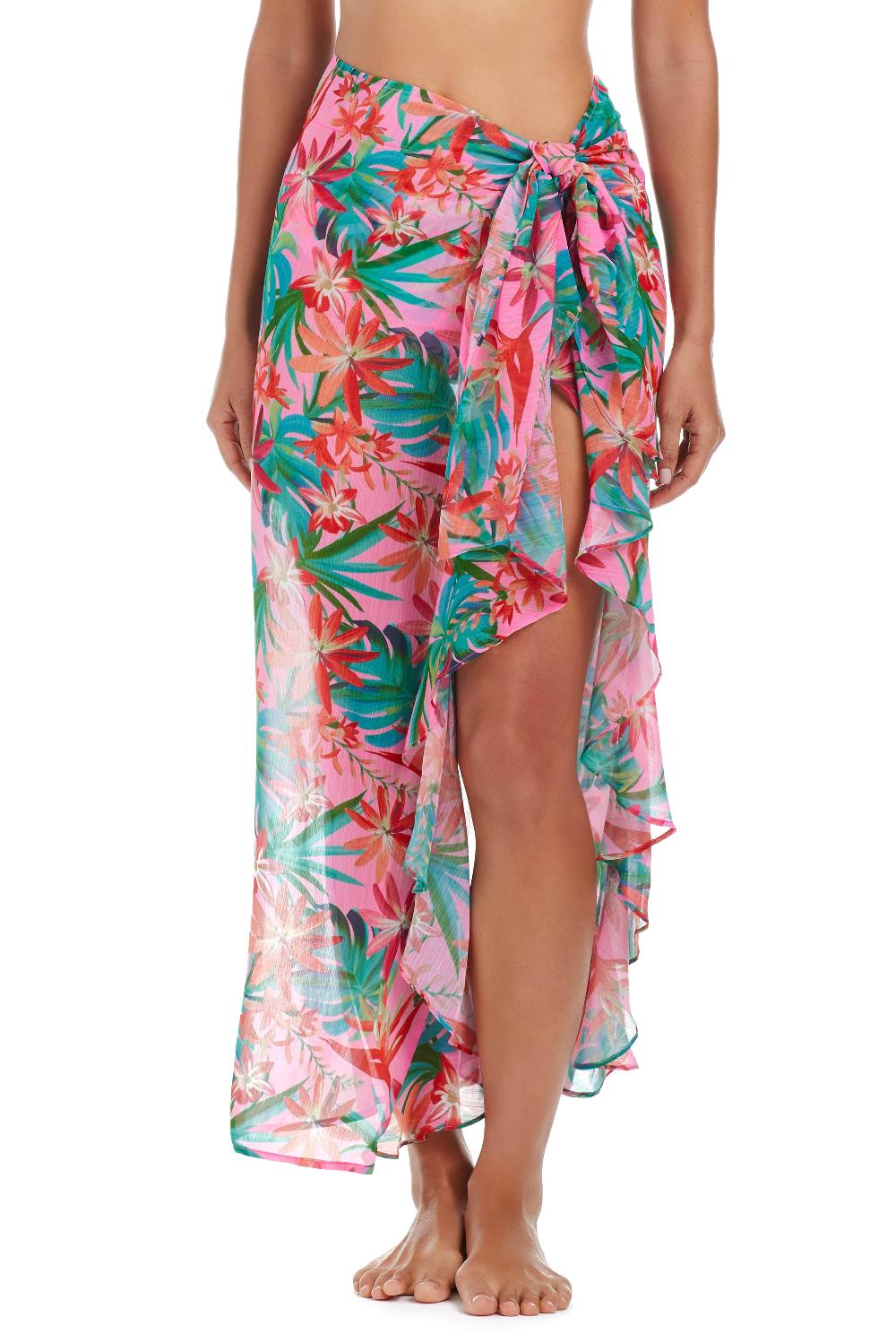 bleu rod beattie Everything Under The Sun Long Ruffle Sarong Cover Up