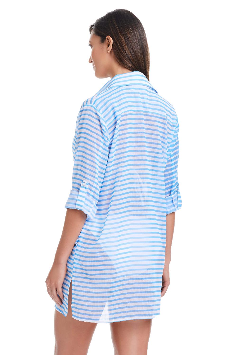 Bleu Rod Beattie EXCLUSIVE Smooth Operator Button Down Shirt Cover Up In Lavoir Bleu