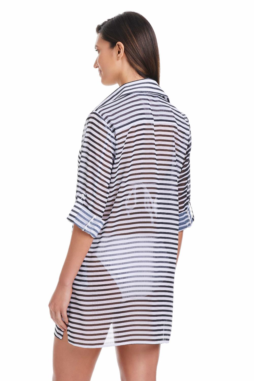 Bleu Rod Beattie EXCLUSIVE Smooth Operator Button Down Shirt Cover Up In Black