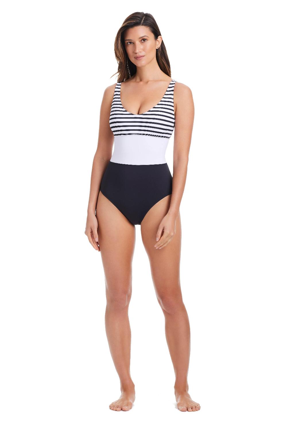 Bleu Rod Beattie EXCLUSIVE Smooth Operator V Neck One Piece Swimsuit In Black