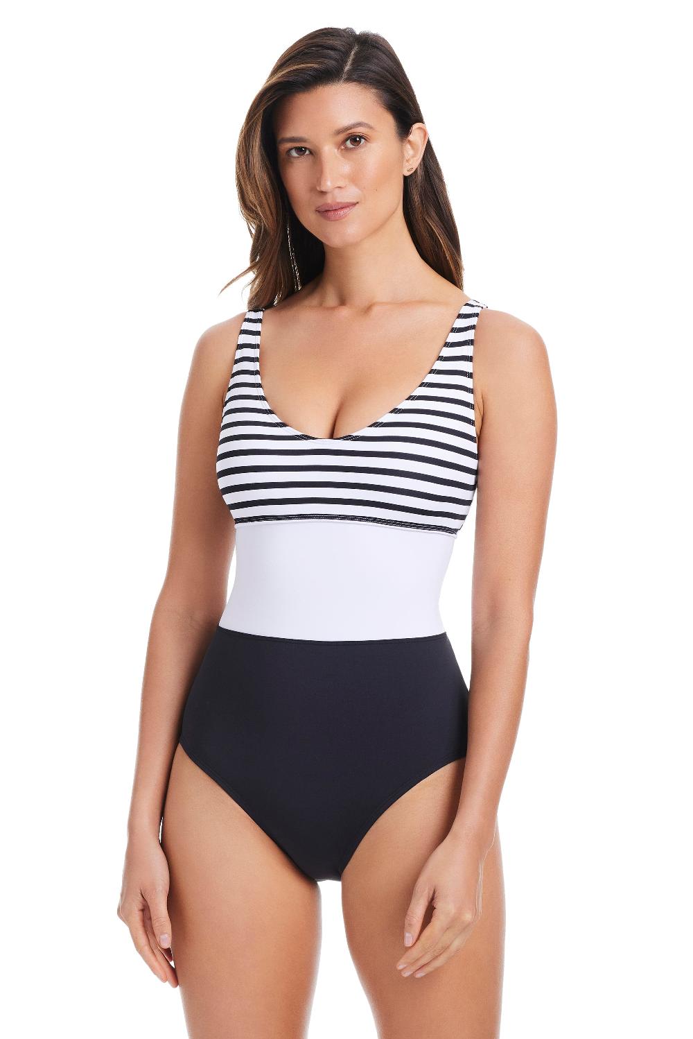 bleu rod beattie EXCLUSIVE Smooth Operator V Neck One Piece Swimsuit in Black