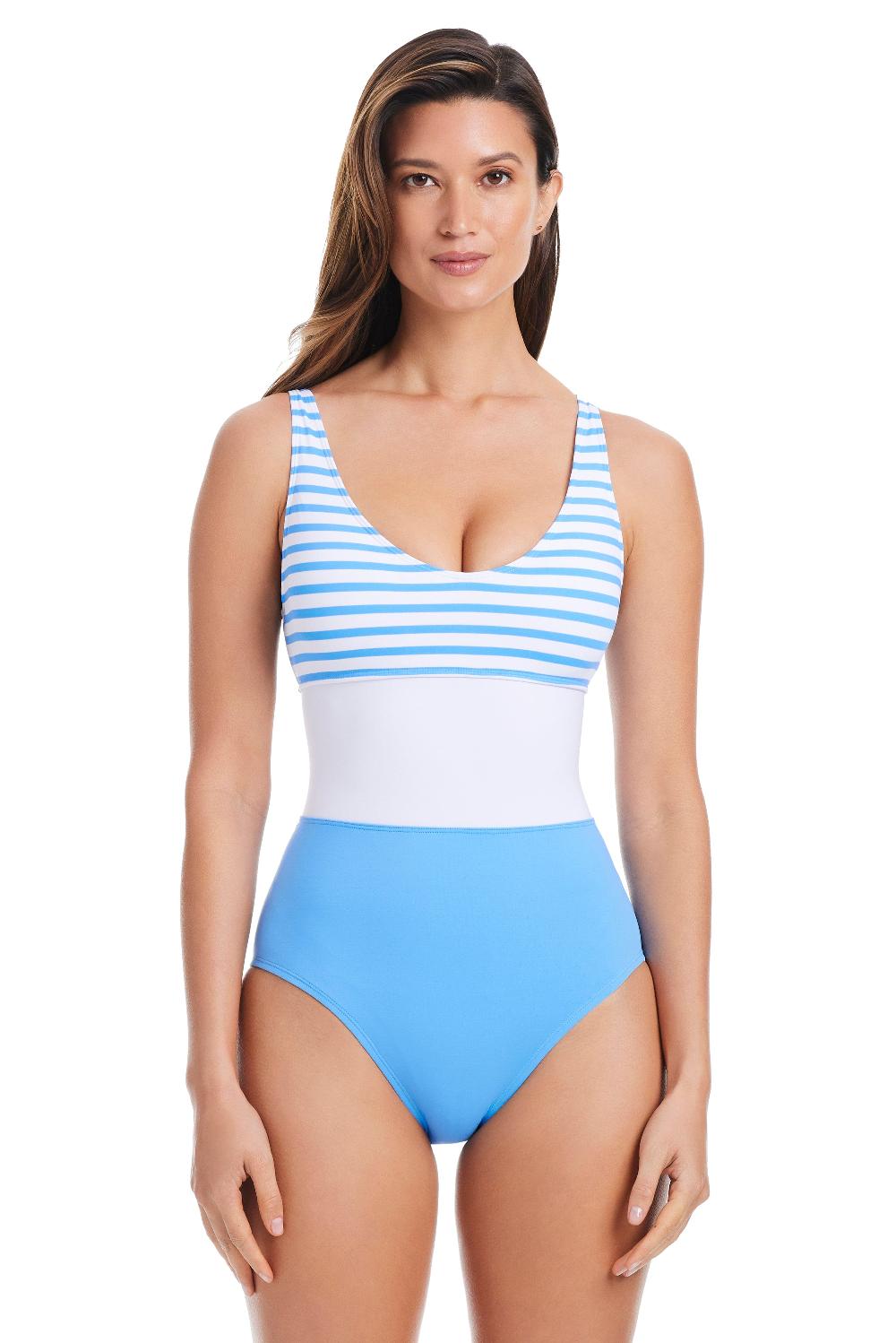 bleu rod beattie EXCLUSIVE Smooth Operator V Neck One Piece Swimsuit in Lavoir Bleu
