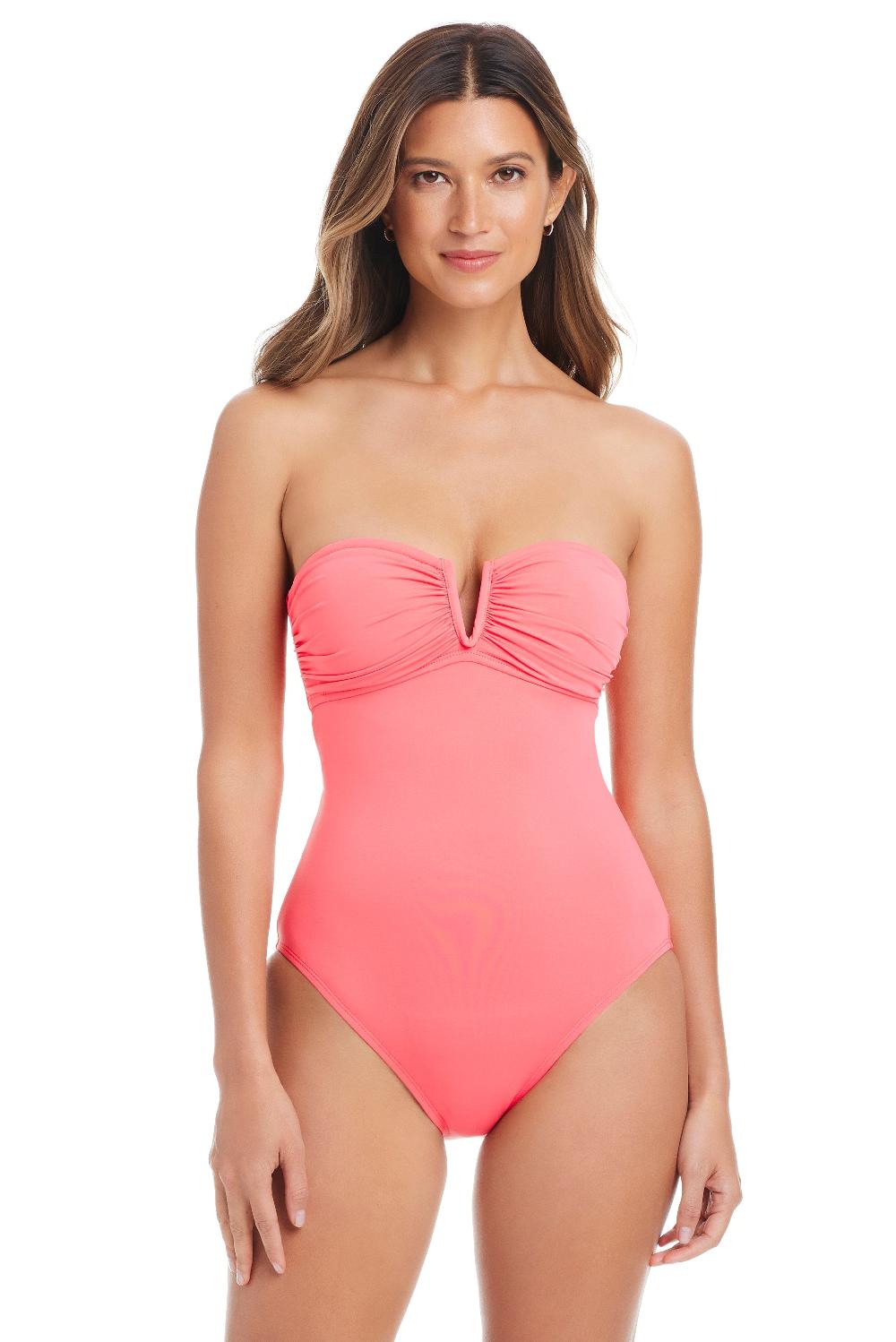 bleu rod beattie La Cote D'Azur V Wire One Piece Swimsuit in Bardot Blush