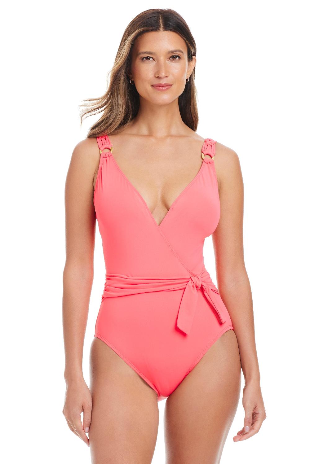 Bleu Rod Beattie La Cote D'Azur Women's Surplice One Piece Swimsuit