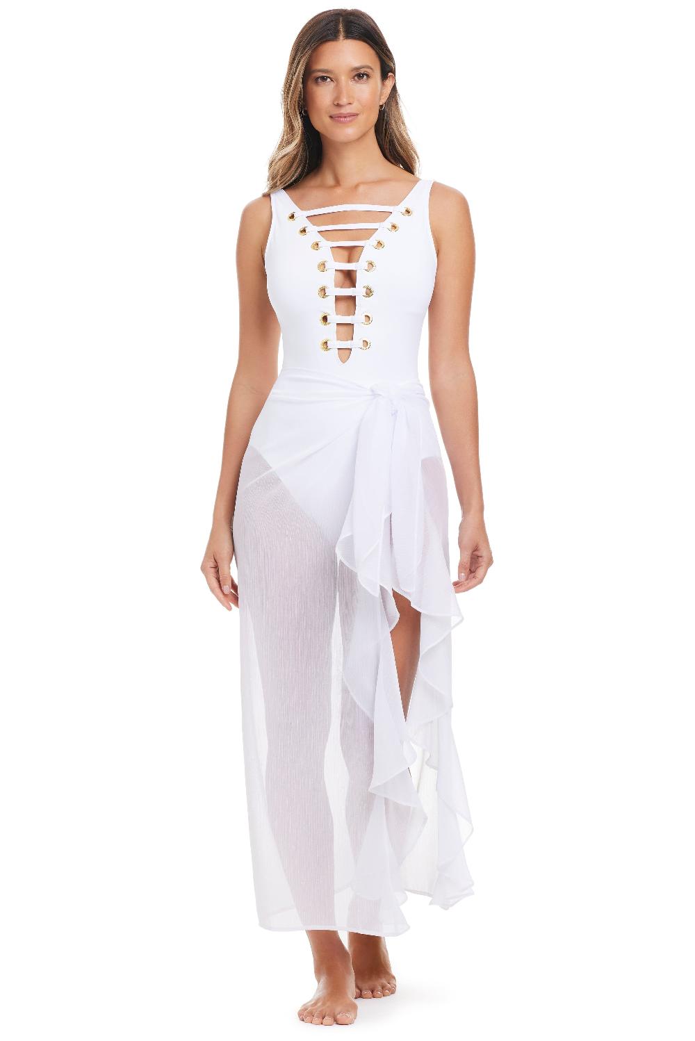 bleu rod beattie Limited Edition Long Ruffle Sarong Coverup