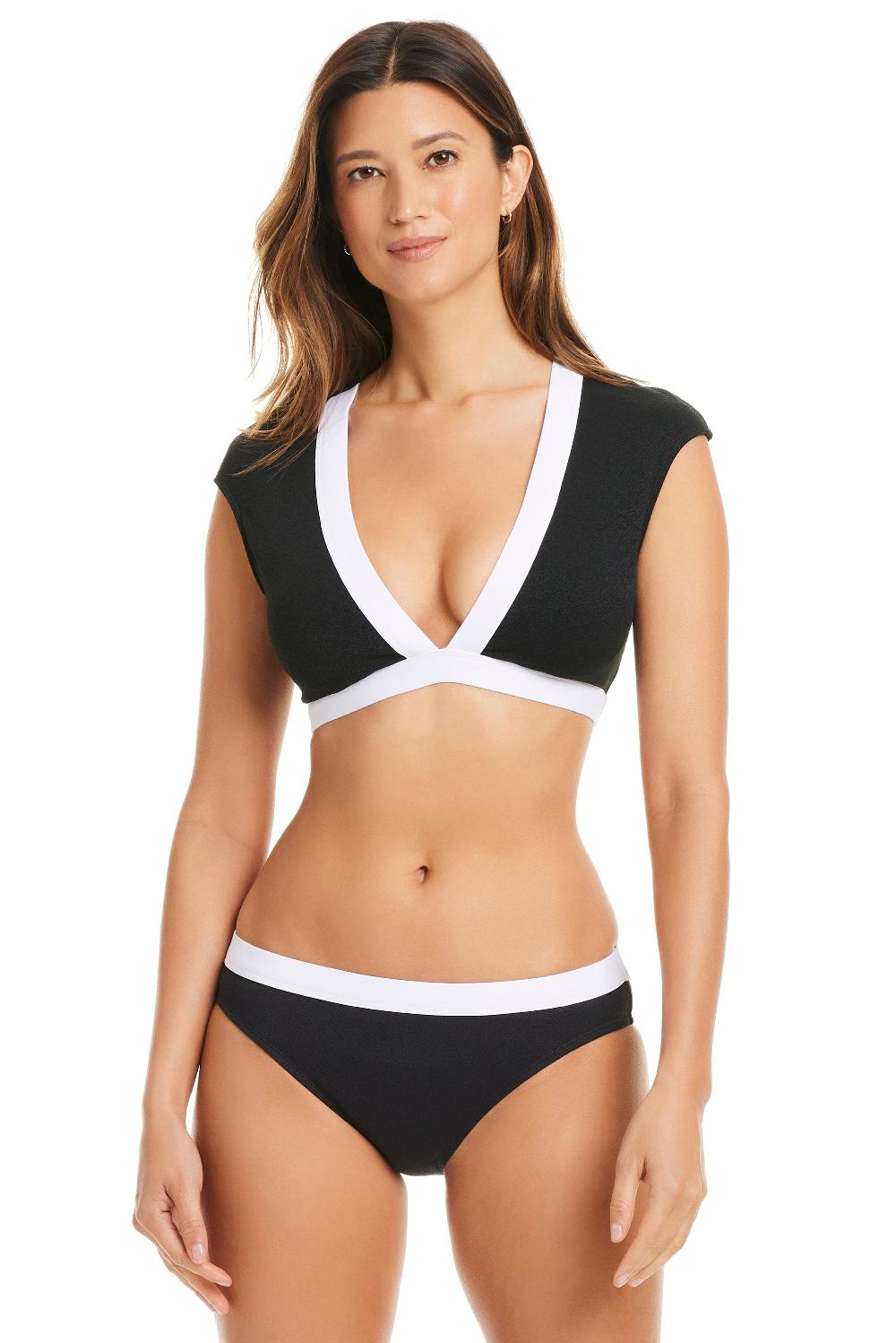 Bleu Rod Beattie NEW I'm With The Band Cap Sleeve Crop Top Bikini Top