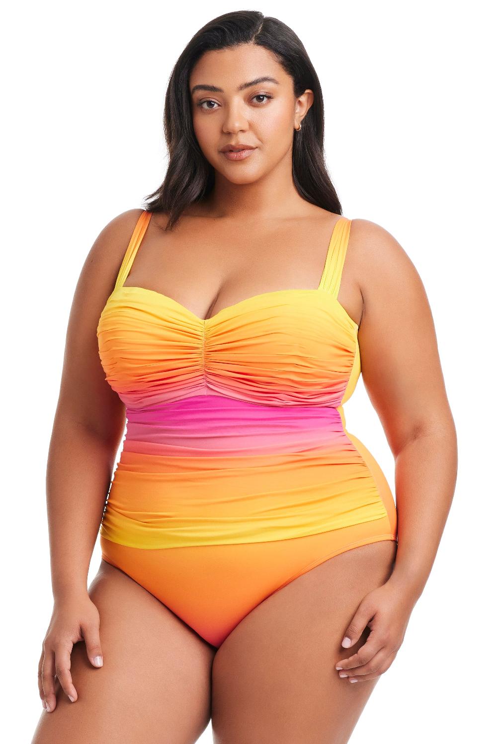 bleu rod beattie Plus Size Beat The Heat Shirred Bandeau One Piece Swimsuit