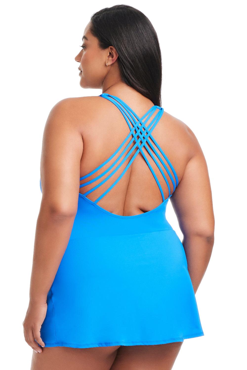 Bleu Rod Beattie Plus Size Don't Mesh With Me Cross Back Swim Dress