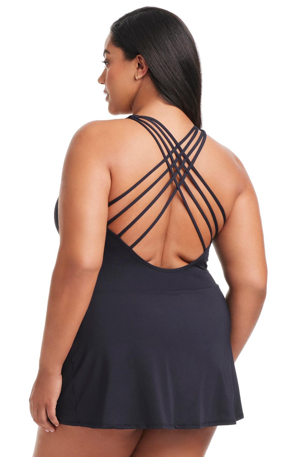 Bleu Rod Beattie Plus Size Don't Mesh With Me Cross Back Swim Dress