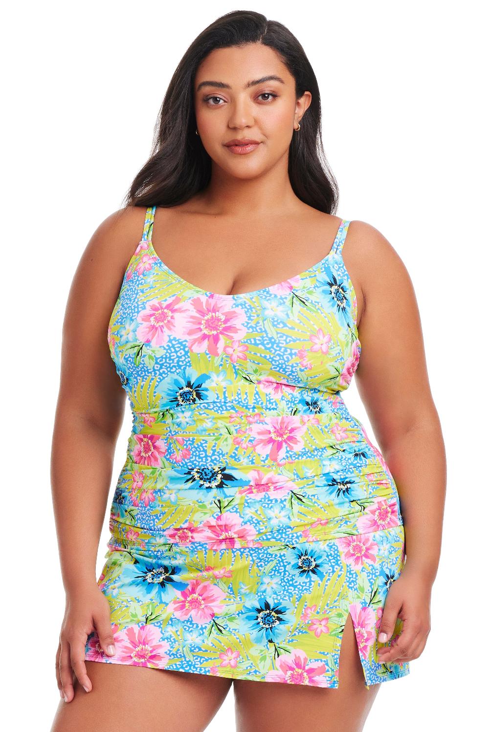 bleu rod beattie Plus Size Let's Get Away Scoop Neck Tankini Top