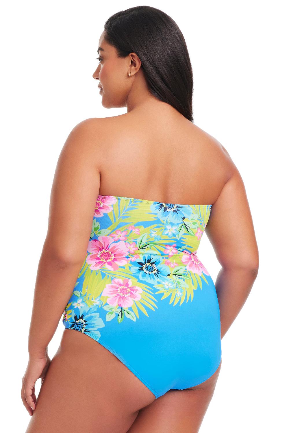 Bleu Rod Beattie Plus Size Let's Get Away Shirred Bandeau One Piece Swimsuit