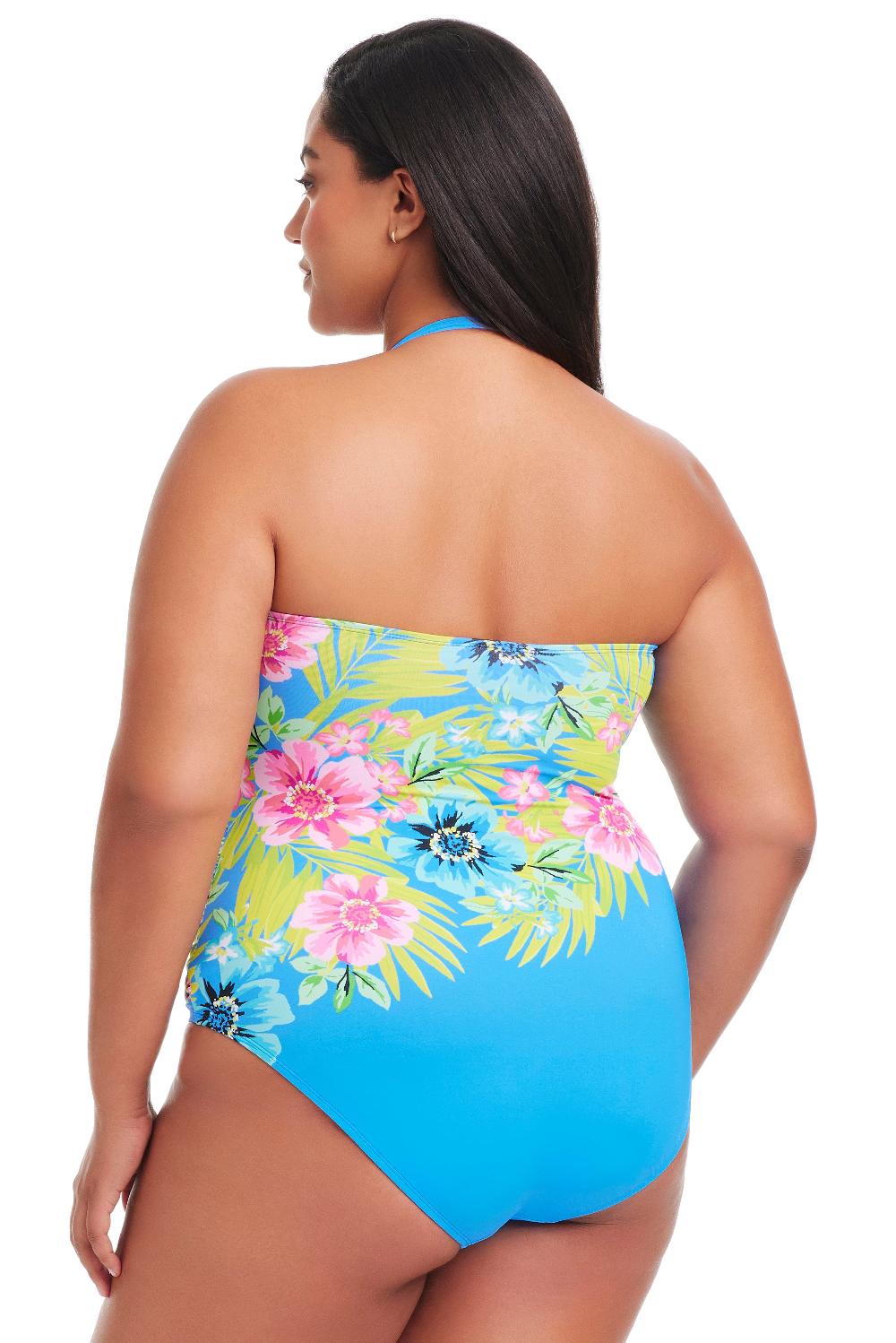 Bleu Rod Beattie Plus Size Let's Get Away Shirred Bandeau One Piece Swimsuit