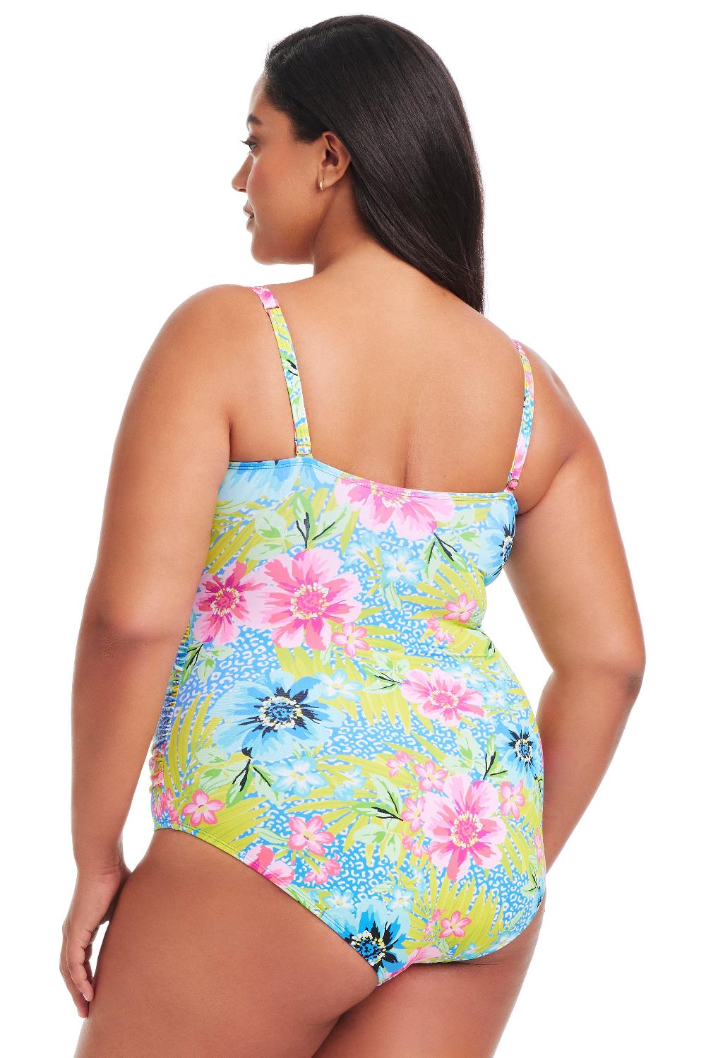 Bleu Rod Beattie Plus Size Let's Get Away Shirred One Piece Swimsuit