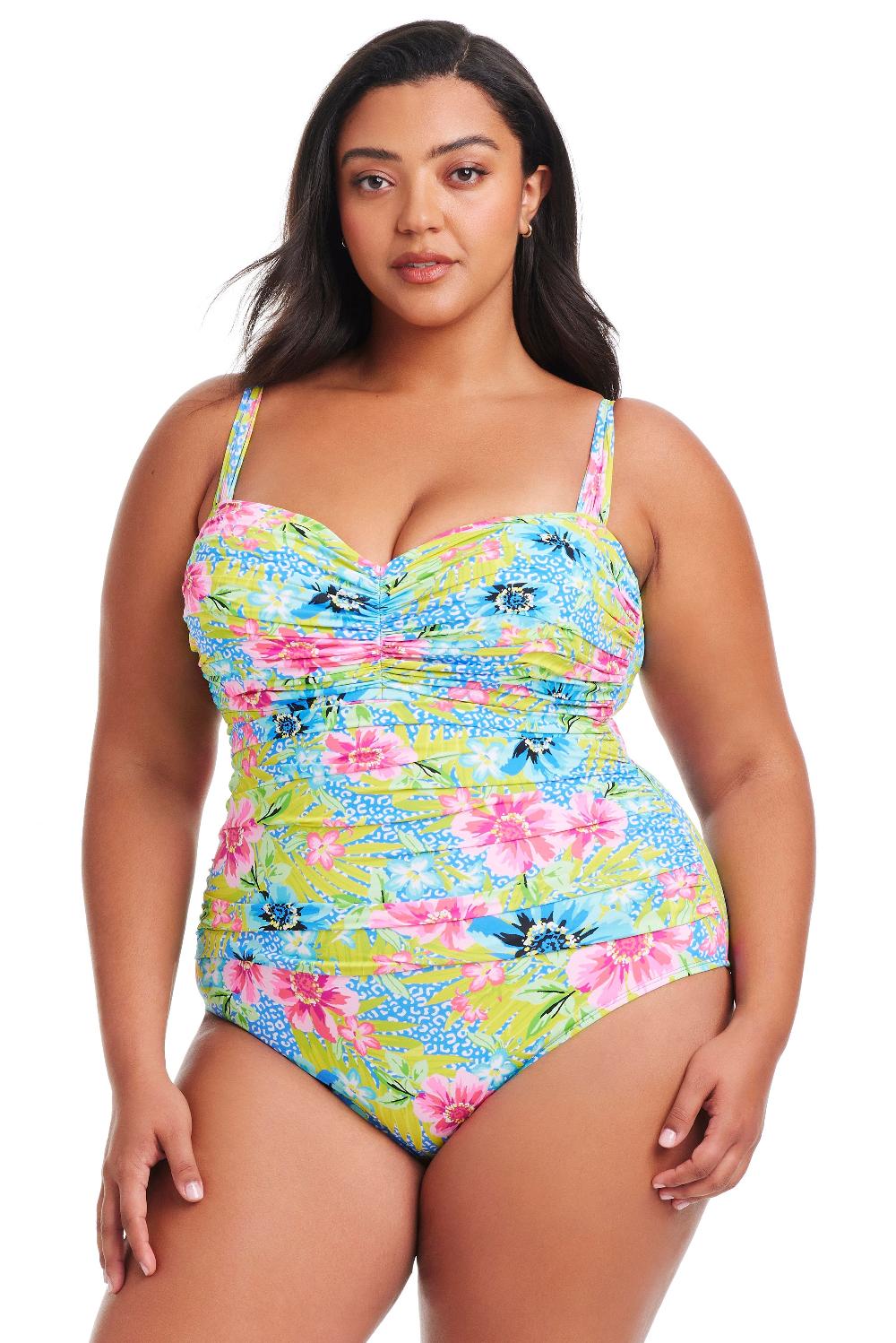 bleu rod beattie Plus Size Let's Get Away Shirred One Piece Swimsuit