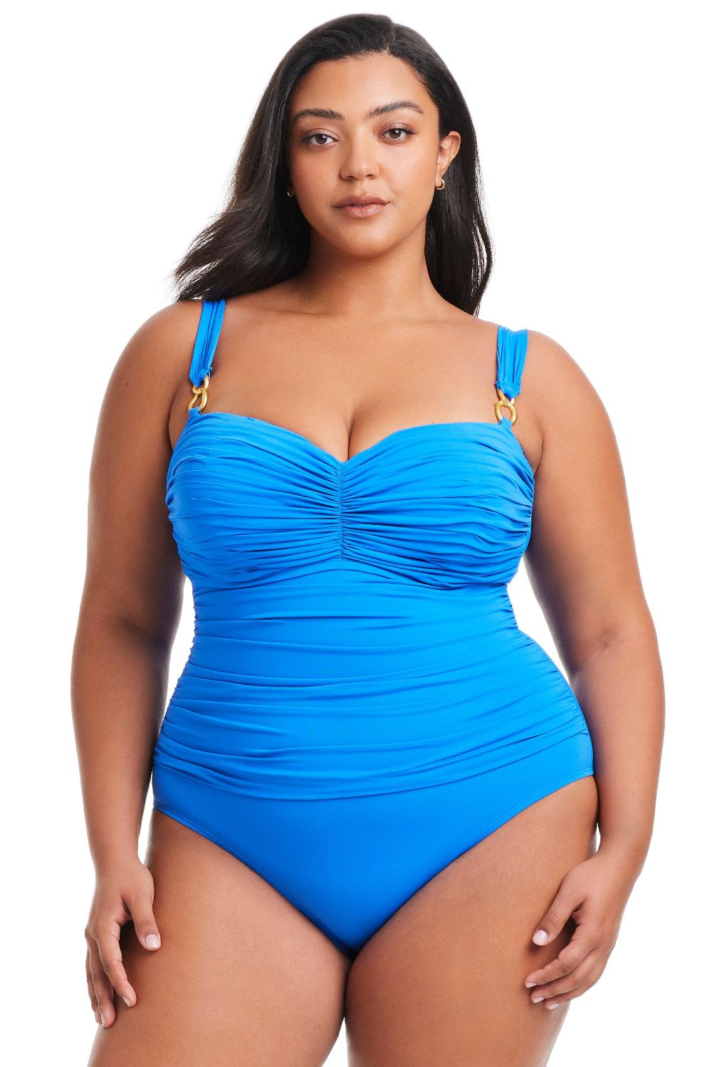 bleu rod beattie Plus Size Life's A Beach Shirred One Piece Swimsuit
