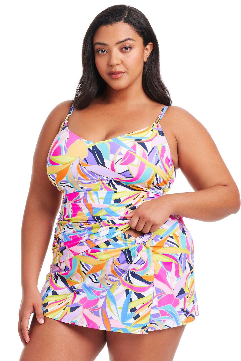 Bleu Rod Beattie Plus Size Living Color Scoop Neck Tankini Top