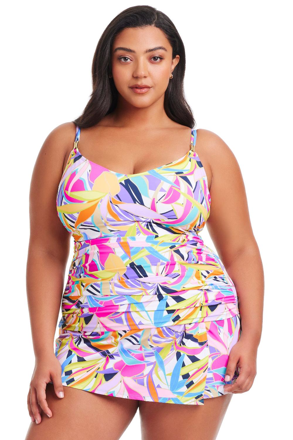 bleu rod beattie Plus Size Living Color Scoop Neck Tankini Top