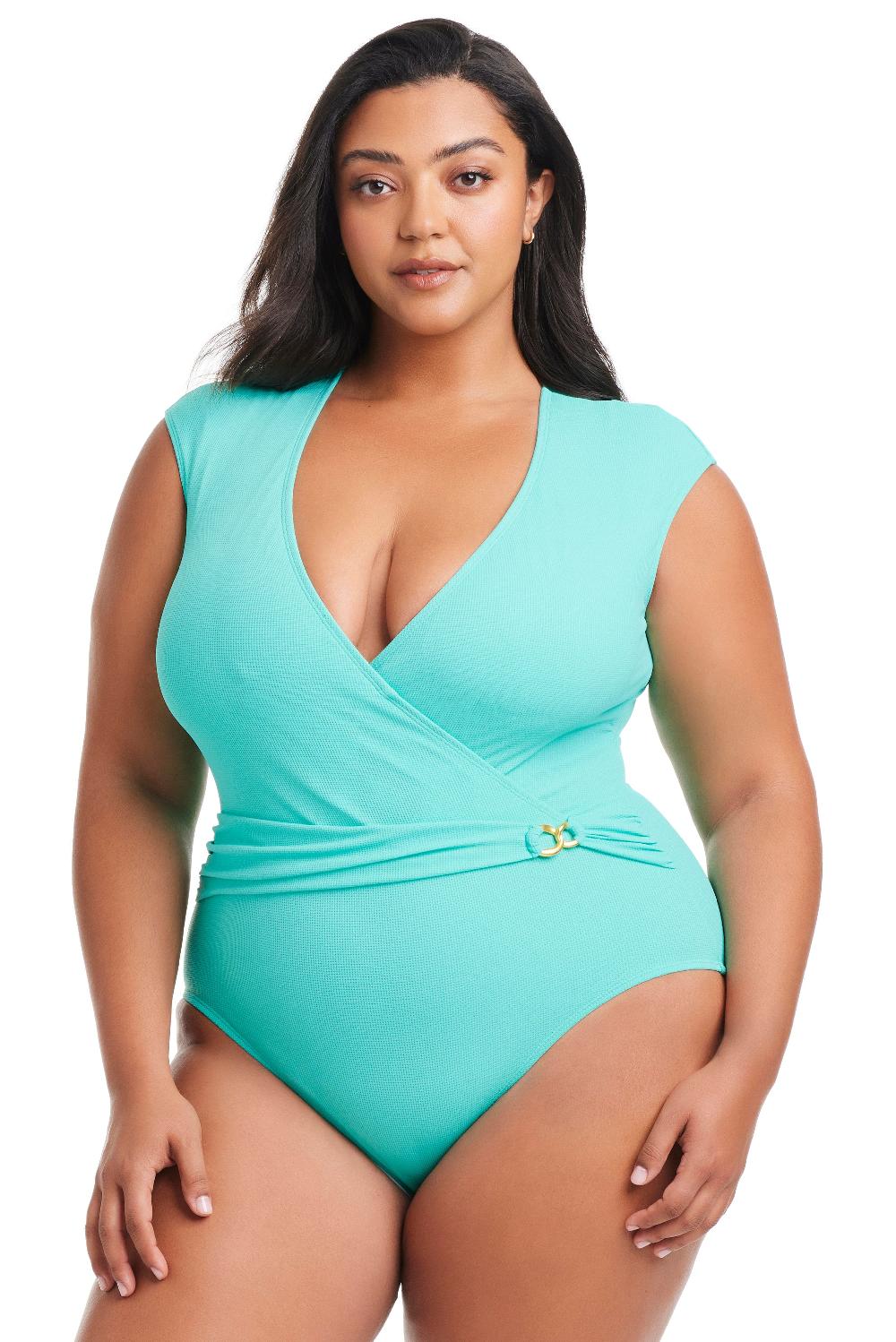 bleu rod beattie Plus Size Pique Ole Cap Sleeve One Piece Swimsuit