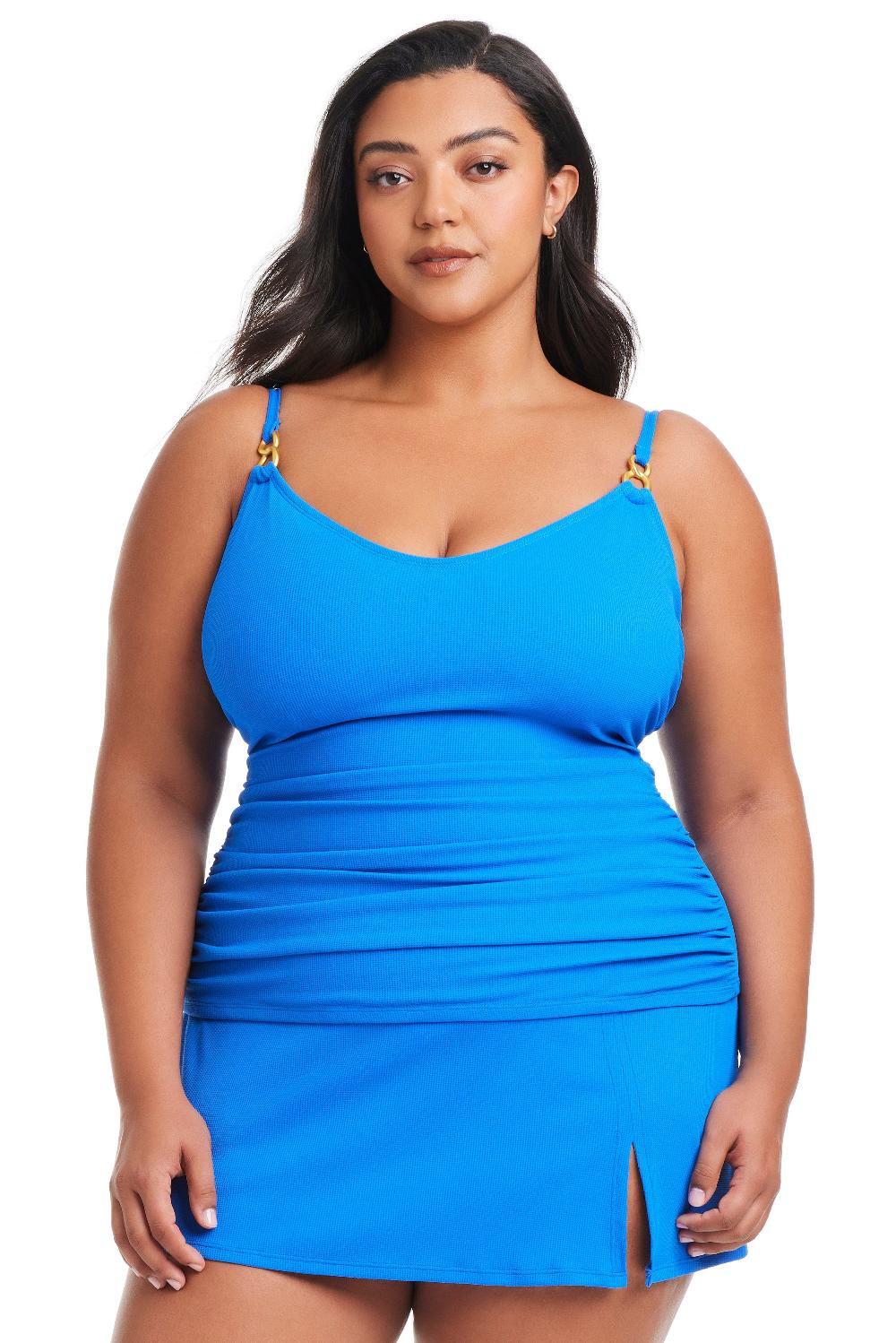 Bleu Rod Beattie Plus Size Pique Ole V-Neck Tankini Top