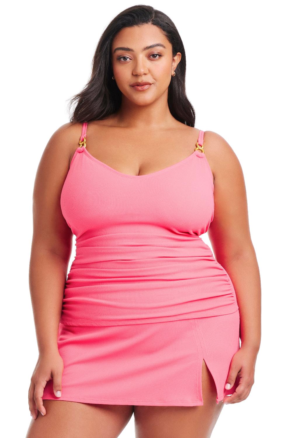 bleu rod beattie Plus Size Pique Ole V-Neck Tankini Top