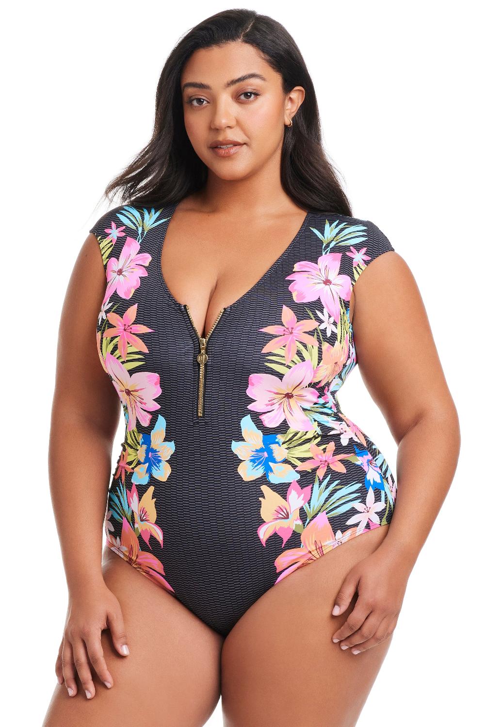 bleu rod beattie Plus Size Sweet Escape Cap Sleeve One Piece Swimsuit