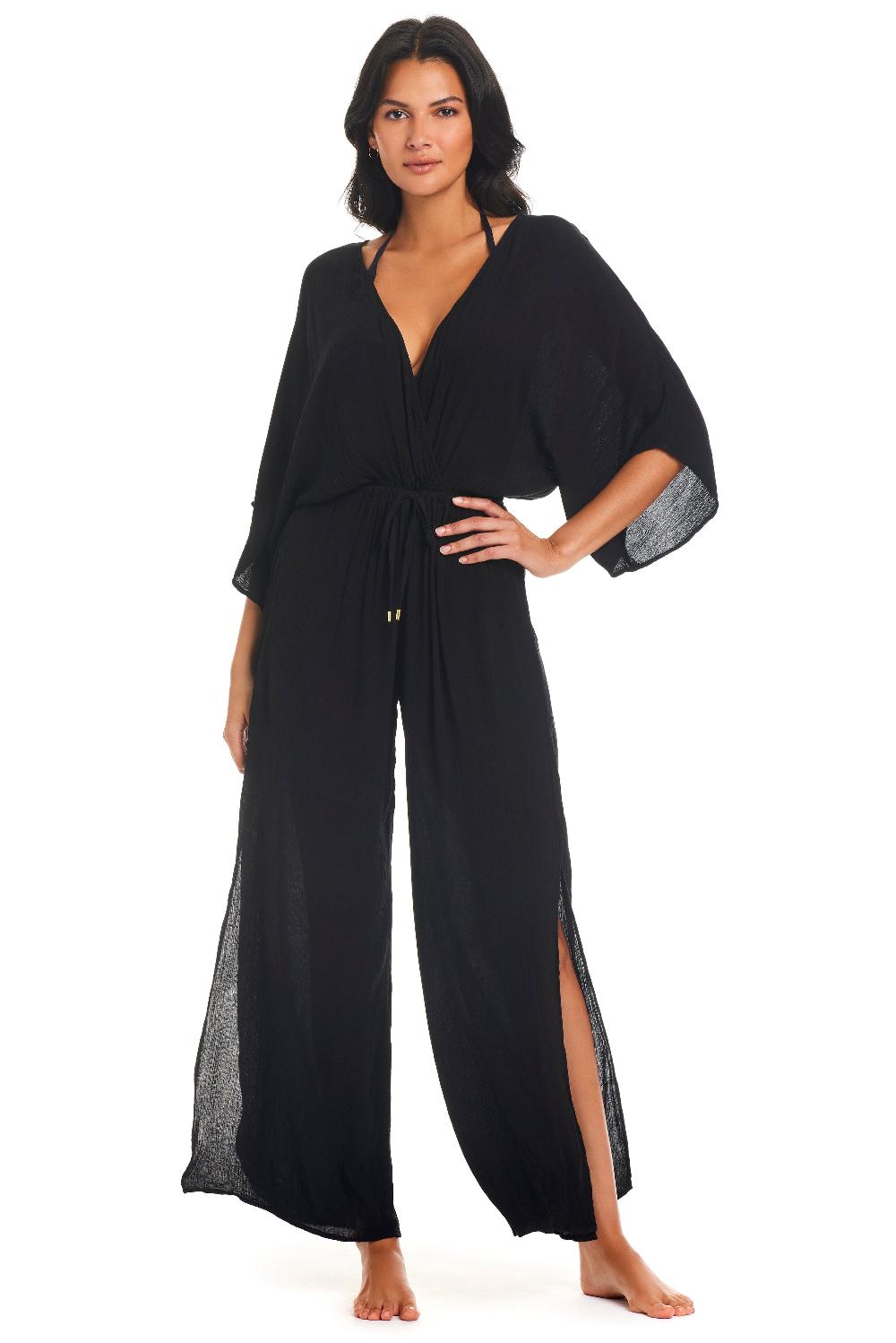 Bleu Rod Beattie Pool Party Jumpsuit W/ Side Pkts & Slits Coverup