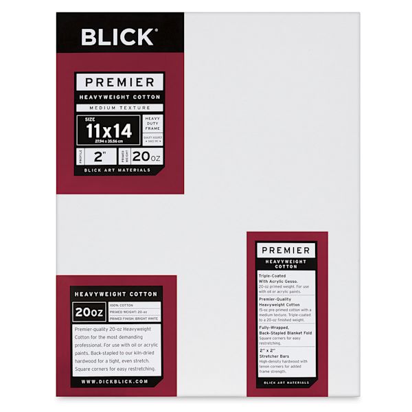 blick Blick Premier Heavyweight Stretched Cotton Canvas - 11" x 14" 2" Profile