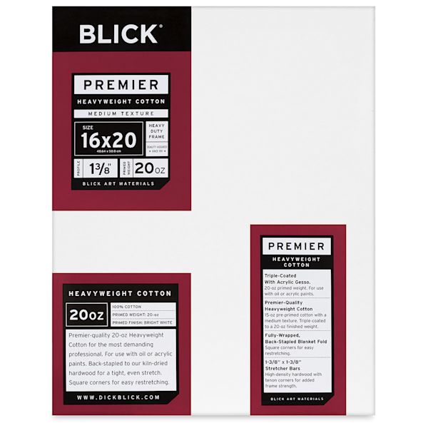 blick Blick Premier Heavyweight Stretched Cotton Canvas - 16" x 20" 1-3/8" Profile