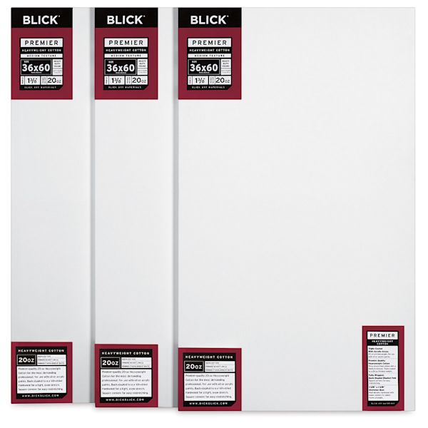 blick Blick Premier Heavyweight Stretched Cotton Canvas - 36" x 60" 1-3/8" Profile Pkg of 3
