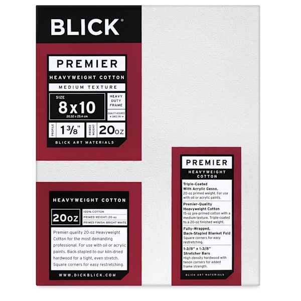 blick Blick Premier Heavyweight Stretched Cotton Canvas - 8" x 10" 1-3/8" Profile