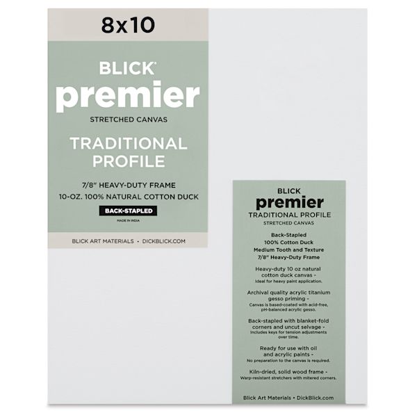 blick Blick Premier Stretched Cotton Canvas - Traditional Profile Back-Stapled 8" x 10"