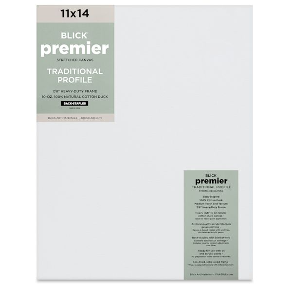 blick Blick Premier Stretched Cotton Canvas - Traditional Profile Back-Stapled 11" x 14"