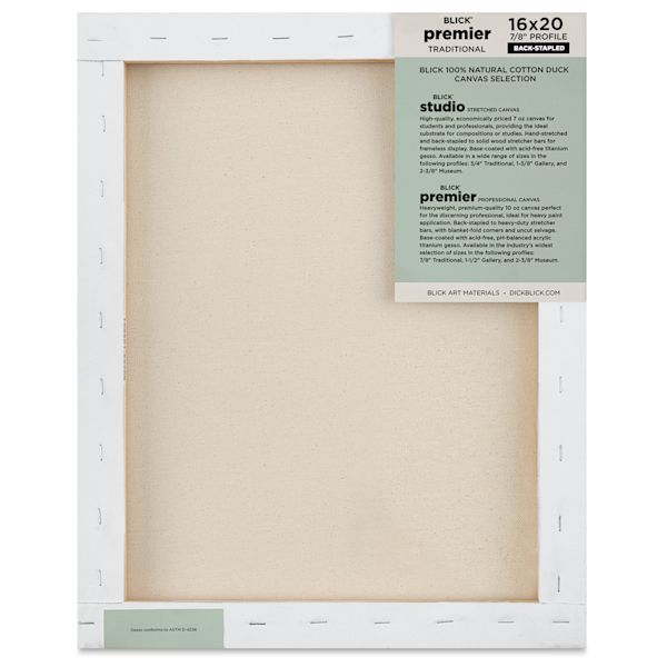 Blick Blick Premier Stretched Cotton Canvas - Traditional Profile Back-Stapled 16" X 20"