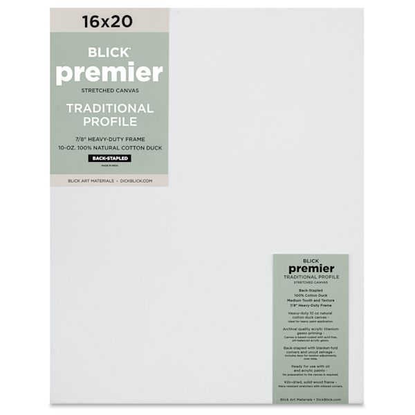 blick Blick Premier Stretched Cotton Canvas - Traditional Profile Back-Stapled 16" x 20"