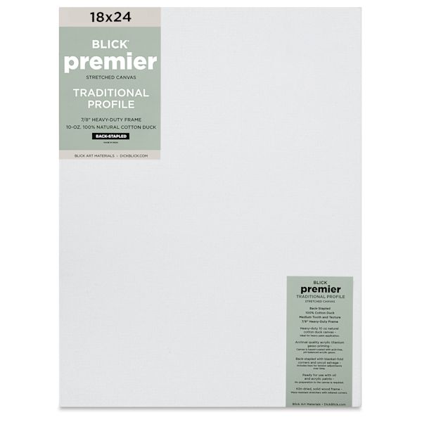 blick Blick Premier Stretched Cotton Canvas - Traditional Profile Back-Stapled 18" x 24"