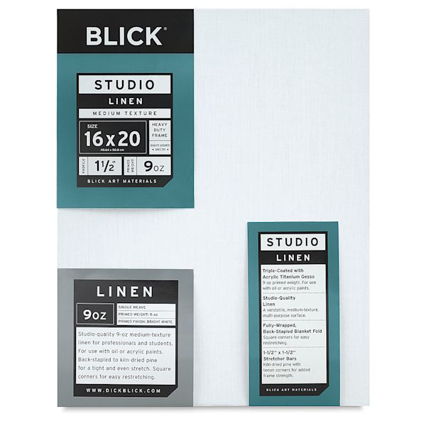 blick Blick Studio Linen Stretched Canvas - 16" x 20" Gallery 1-1/2" Profile