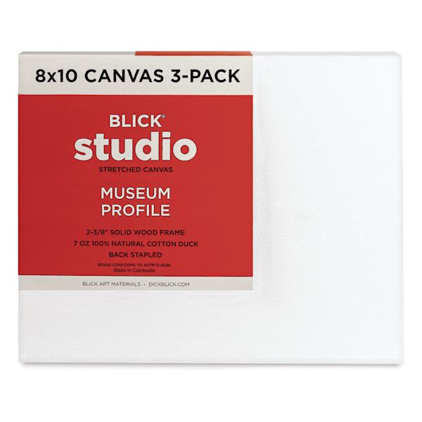 blick Blick Studio Stretched Cotton Canvas - Museum Profile 8" x 10" Pkg of 3