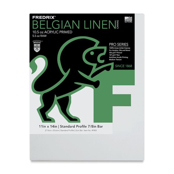 blick Fredrix Pro Series Traditional Profile Belgian Linen Canvas - 11" x 14" Acrylic Primed